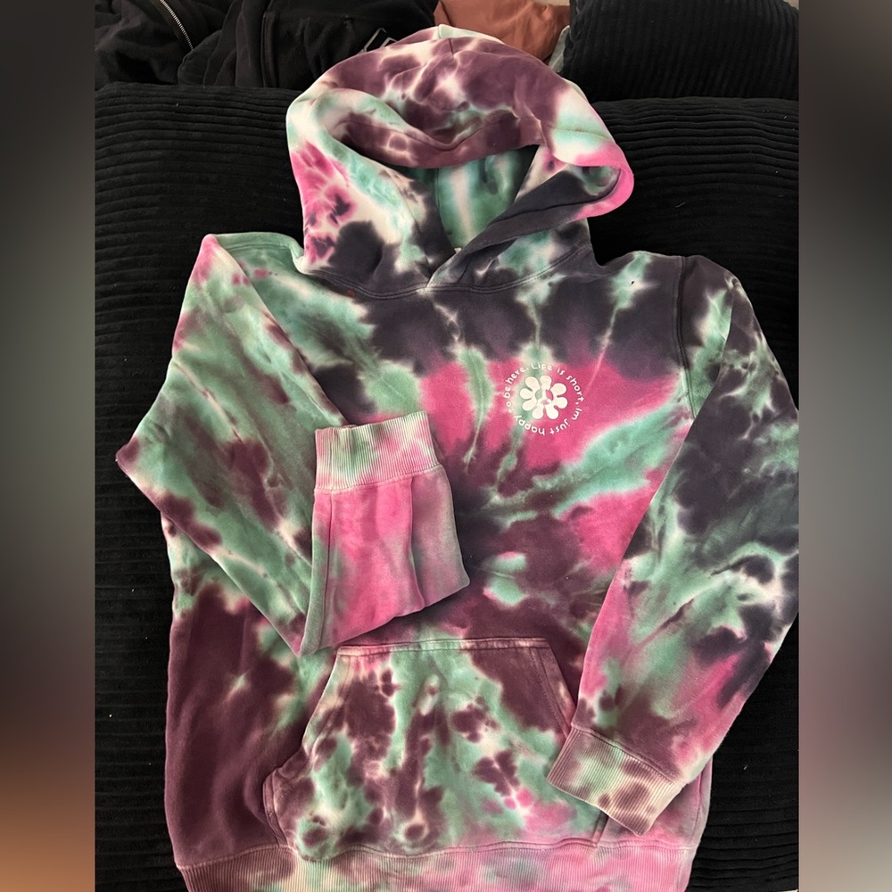 PacSun Mint & White Tie-Dye Pullover Hoodie
